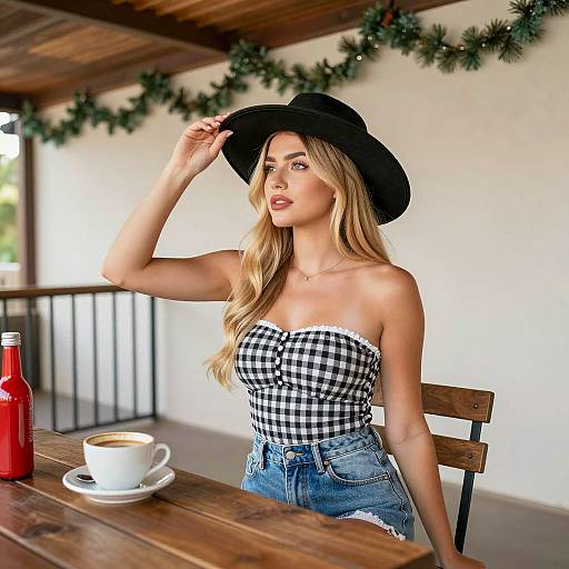 Stylish Outdoor Woman with Coffee