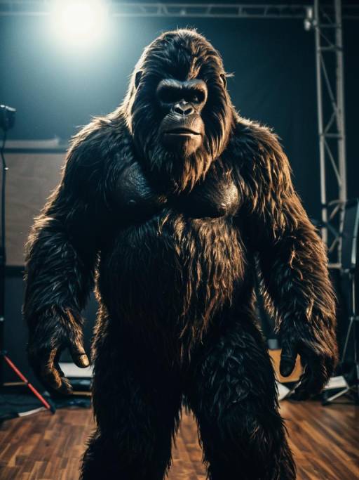 Man in Bigfoot Costume in Studio