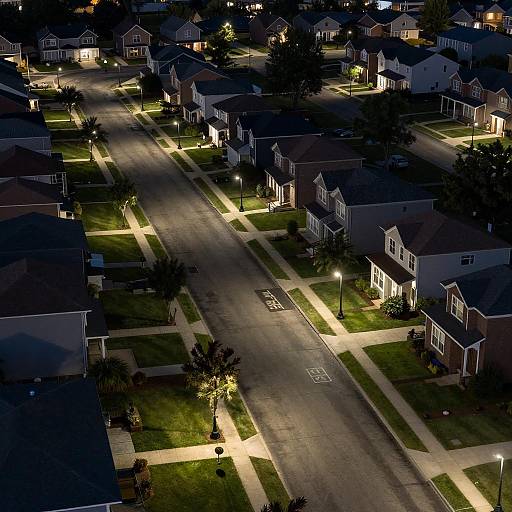 Serene Aerial View of Suburban Neighborhood