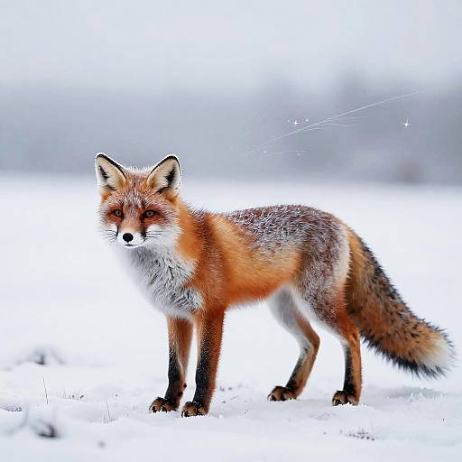 Minimalist Frost Fox in Snowy Plains