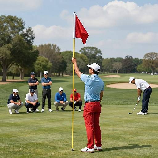 Golf Course Scene with Colorful Attire
