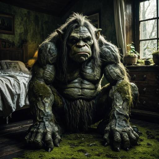 Sorrowful Giant Troll in Bedroom