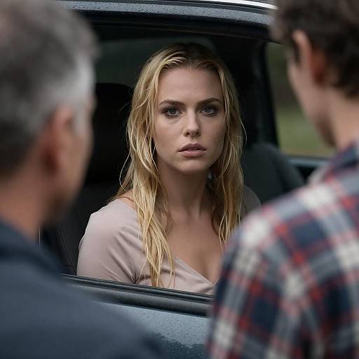 Intense Close-Up of Woman in Car