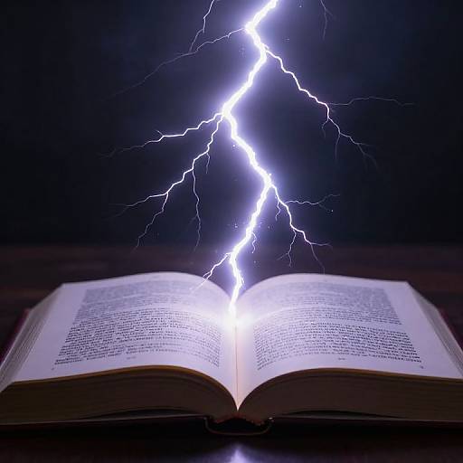 Lightning Bolt Emerging from Open Book