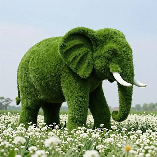 Elephant Topiary in Wildflower Field