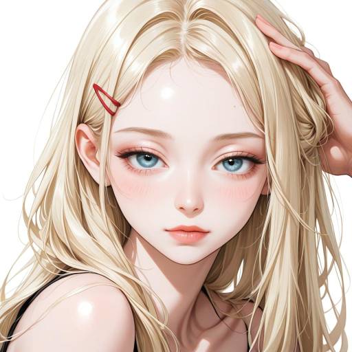 Blonde Girl with Hair Ornament and Blush