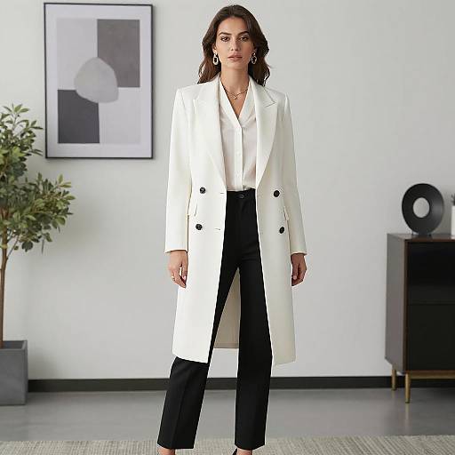 Chic Woman in Minimalist Modern Interior