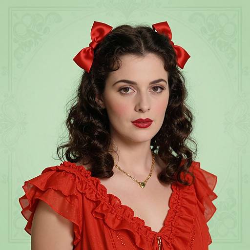 Vintage Woman in Red Dress Artwork