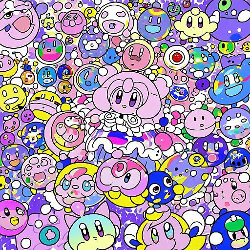 Illustration of Elfilin, kirby (series) in the style of Ayakashi (monkeypanch)