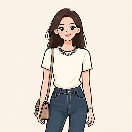 Chic Smiling Woman in Minimalist Outfit