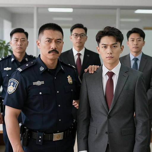 Police Officer and Businessmen in Office