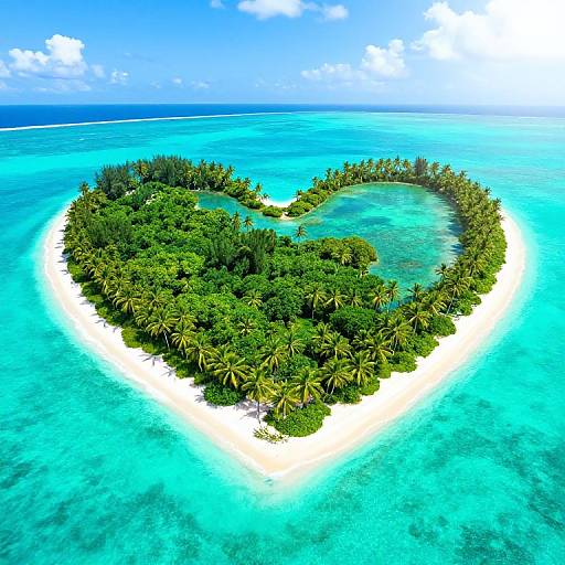 Heart-Shaped Tropical Island Aerial View