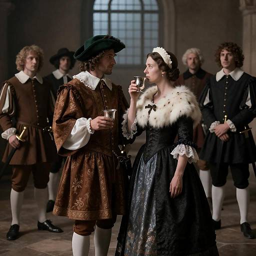 17th Century Couple in Dramatic Scene