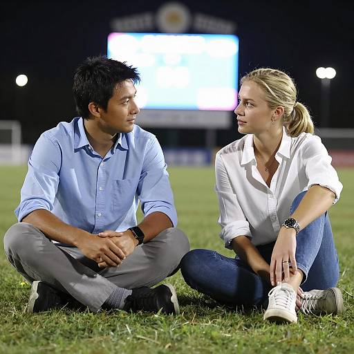 Nighttime Conversation in a Stadium Field