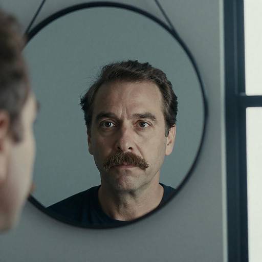 Reflective Portrait of a Mustached Man