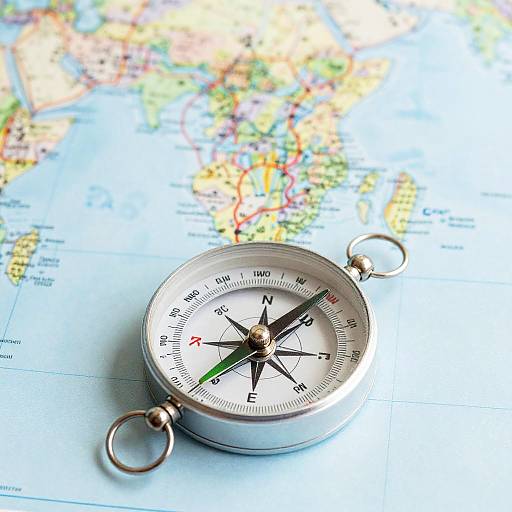 Vibrant Close-Up of Silver Compass