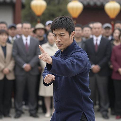 Martial Arts Man Amidst a Crowd