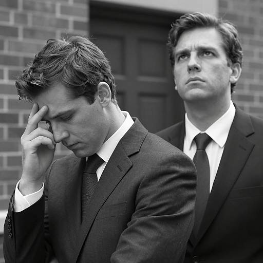 Two Men in Suits Showing Emotional Contrast