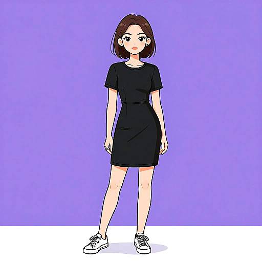 Woman in Black Tunic Dress Standing