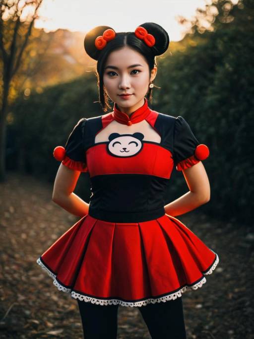 Realistic Man in Pucca Cosplay Costume