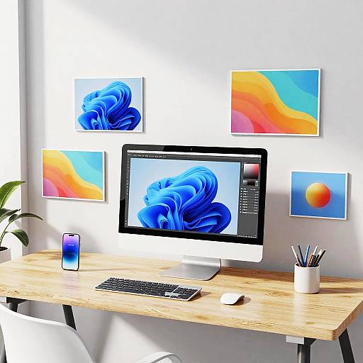 Serene Futuristic Digital Workspace