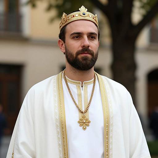 Bearded King in Ornate Robes