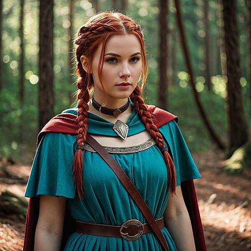 Woman in Atreus-Inspired Fantasy Costume in Forest