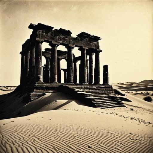 Ancient Desert Temple Ruins at Sunset