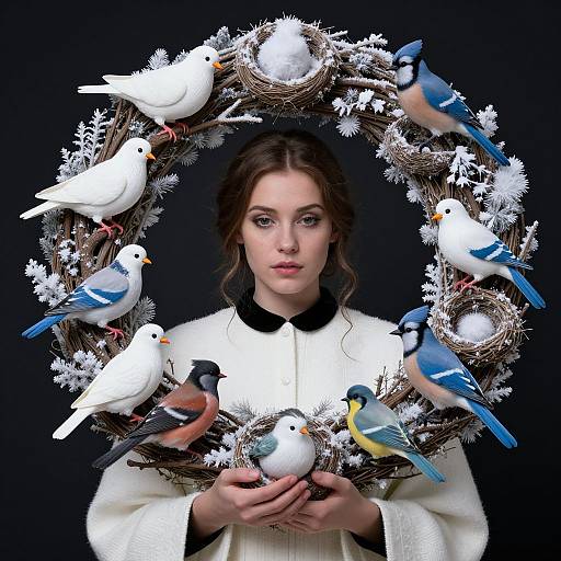 Winter Wreath Woman Portrait