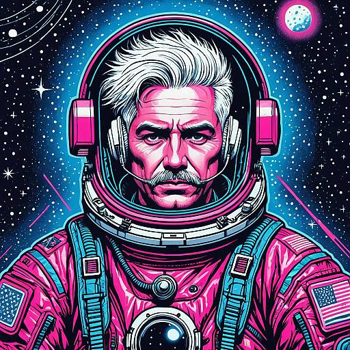 Eccentric Astronaut in Neon Space Suit