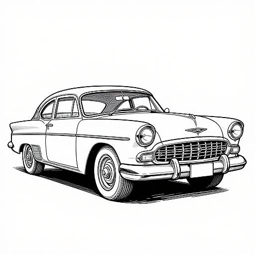 Vintage 1950s Car Line Art