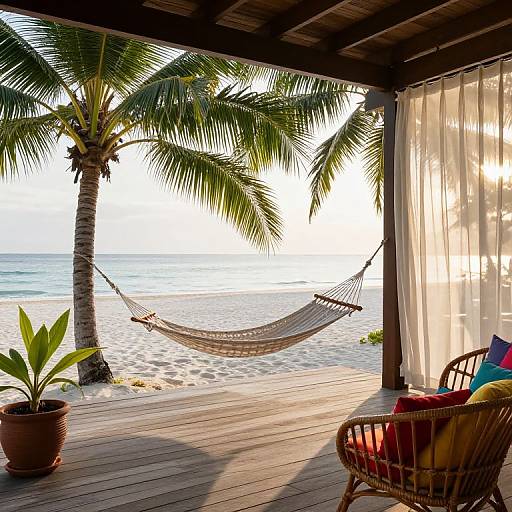 Tropical Verandah Overlooking Serene Beach