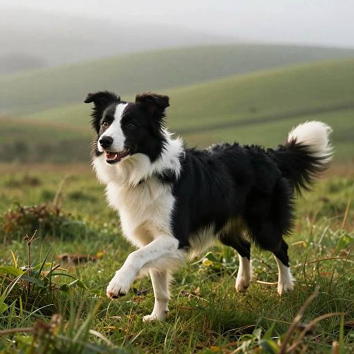 Dynamic Border Collie in Misty Pasture