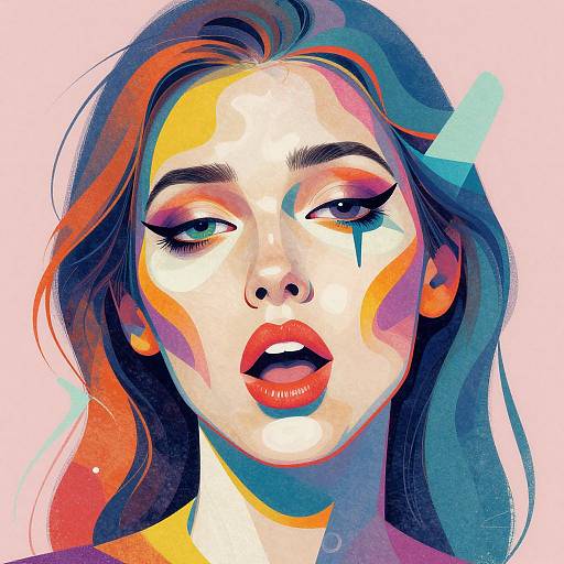 Surreal Abstract Woman's Face Illustration