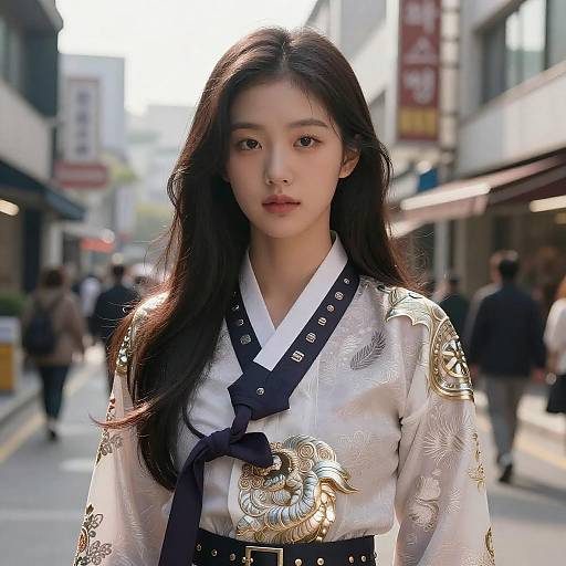 Majestic Korean Street Fashion Portrait