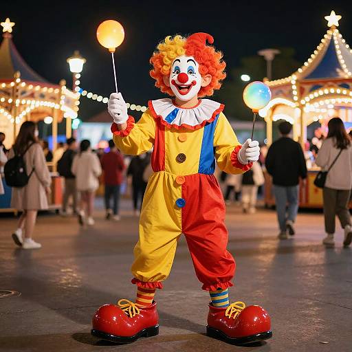 Dwarf Clown Juggling Vibrant Carnival