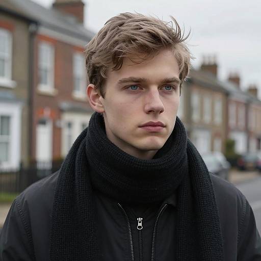 Serious Young Man in Urban Setting