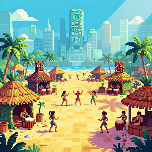 Pixel Art Tropical Beach Festival