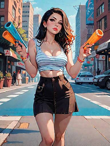 Realistic Comic Girl in Urban Streetwear