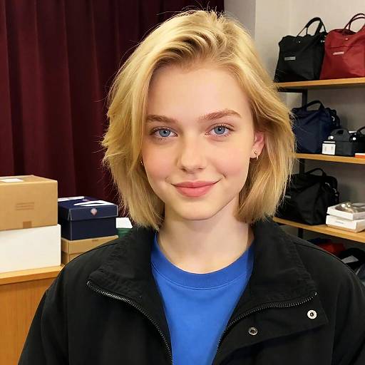 Young Blonde Woman Smiling Indoors