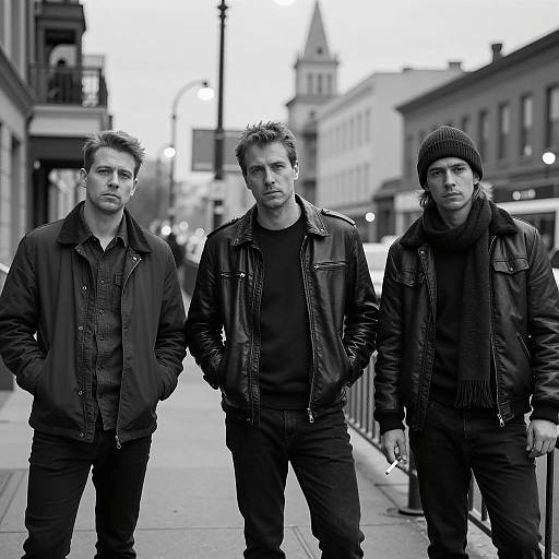 Black and White Urban Portrait of Three Men