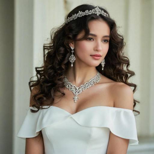 Elegant bride with diamond jewelry