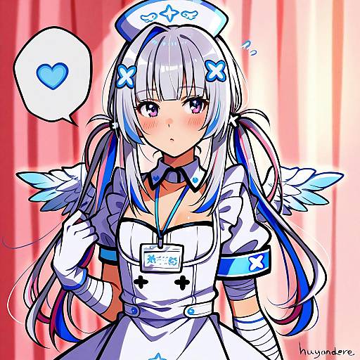 Illustration of Amane kanata (nurse), hololive in the style of Huyandere