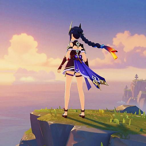 Genshin Impact Girl on Mystical Cliff