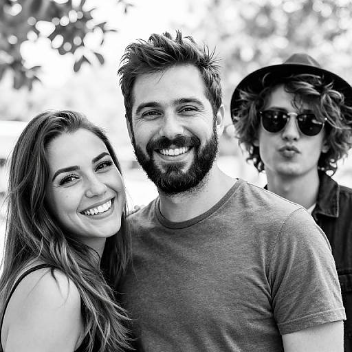 Playful Black-and-White Couple Portrait