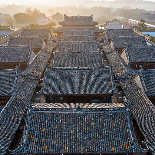 Aerial View of Symmetrical Chinese Roofs