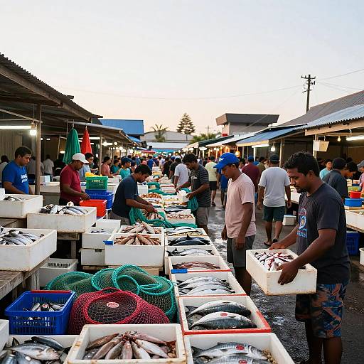 Bustling Neptune Fish Market at Dawn