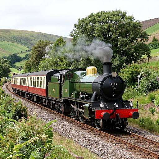 Vintage Green Steam Locomotive Journey