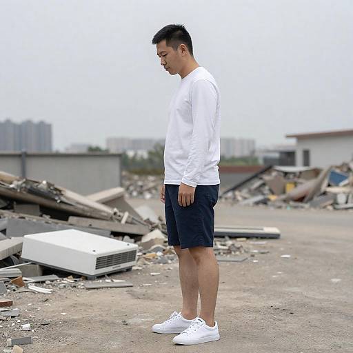 Profile of a Man in Urban Ruins