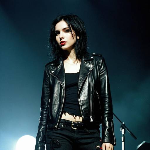 Grunge Style Woman in Black Leather Jacket